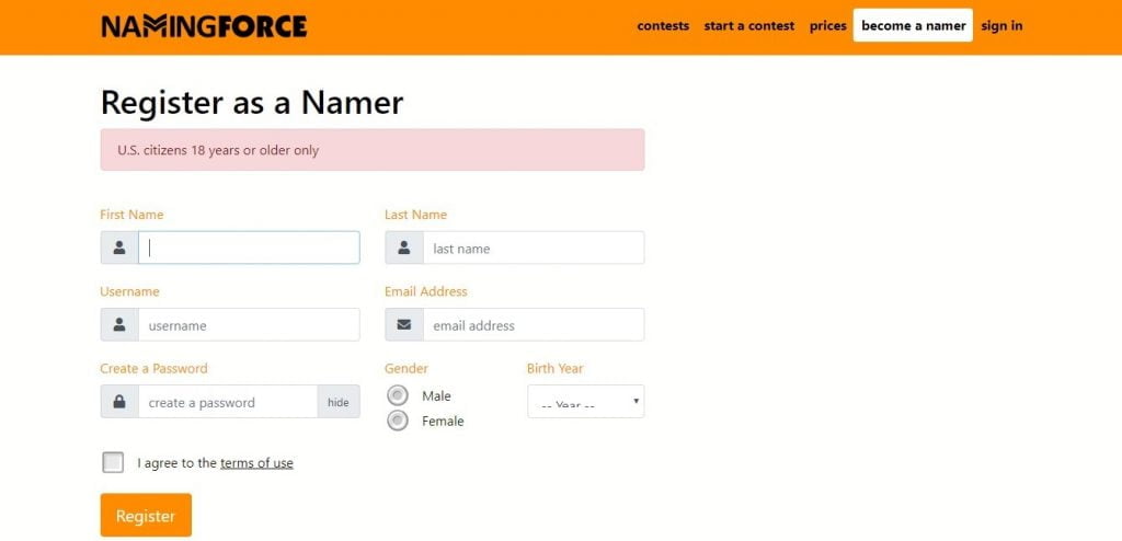 namingforce register account